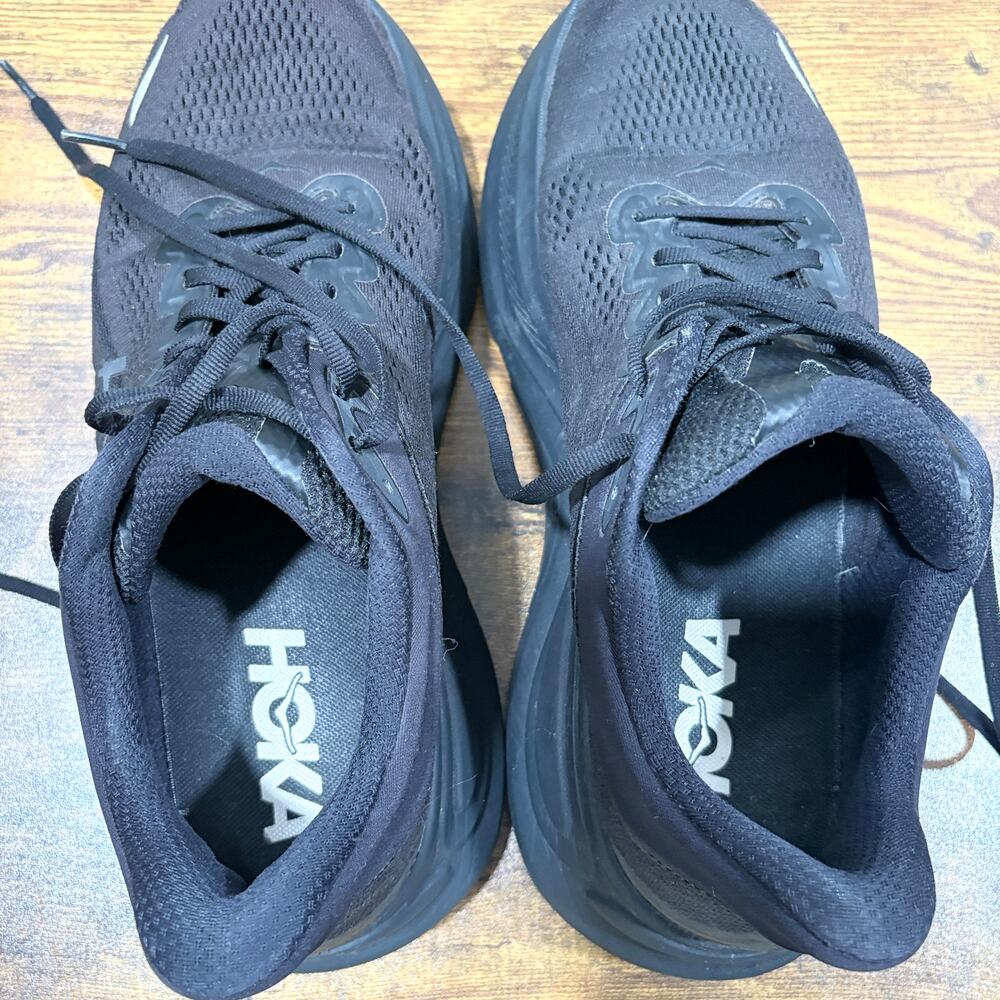 Hoka Mens Size 10 Bondi 9 Running Shoes Sneakers Triple Black 1162011-BBLC - Picture 9 of 10